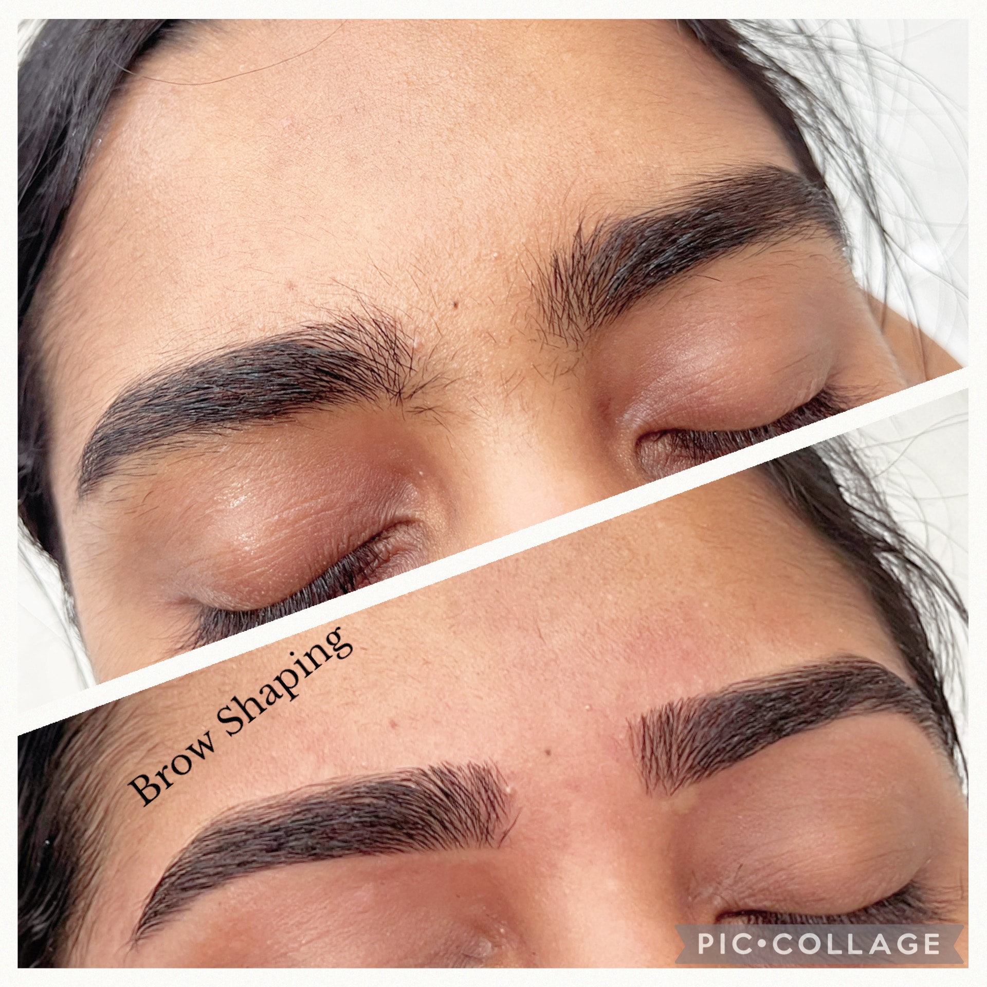Eyebrow shaping before and after comparison