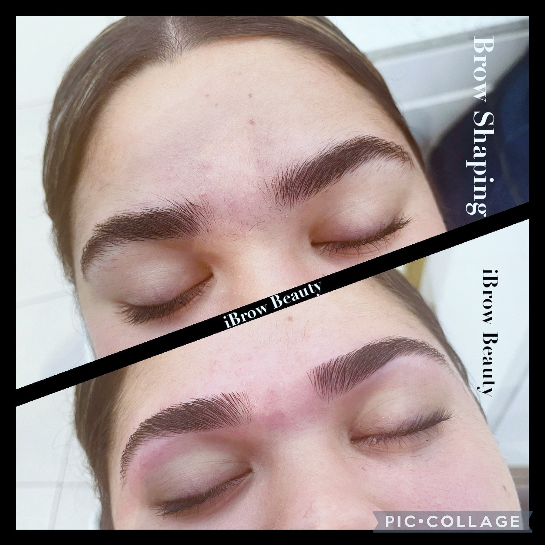 Eyebrow shaping before and after comparison