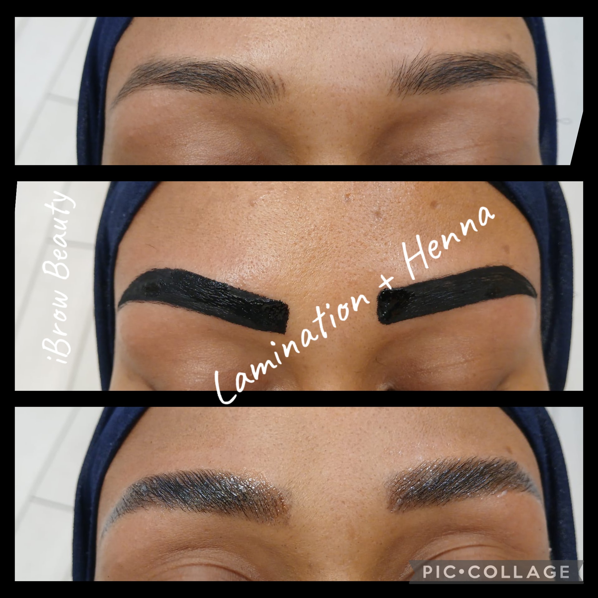 Eyebrow lamination and henna before after