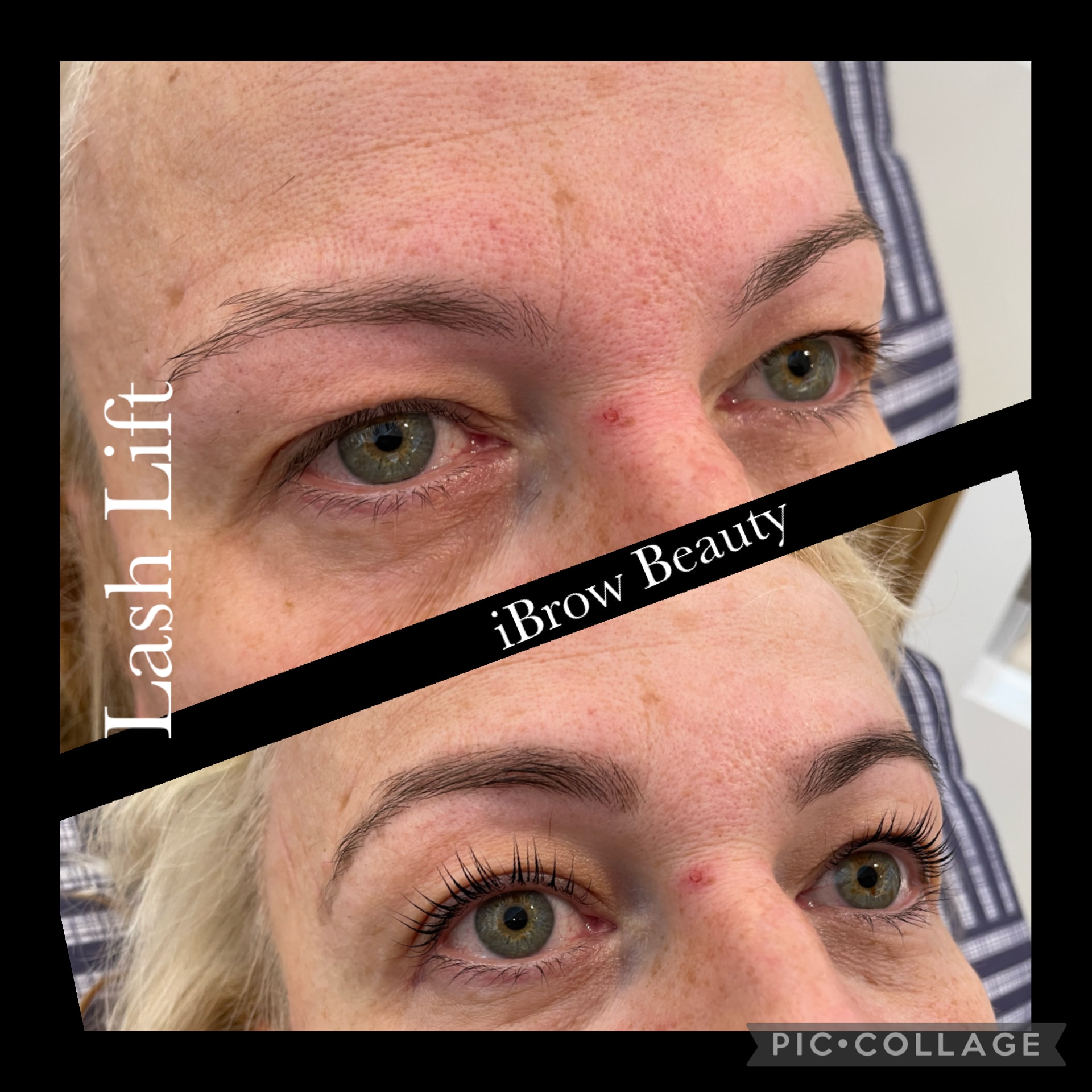 Lash lift and eyebrow beauty transformation