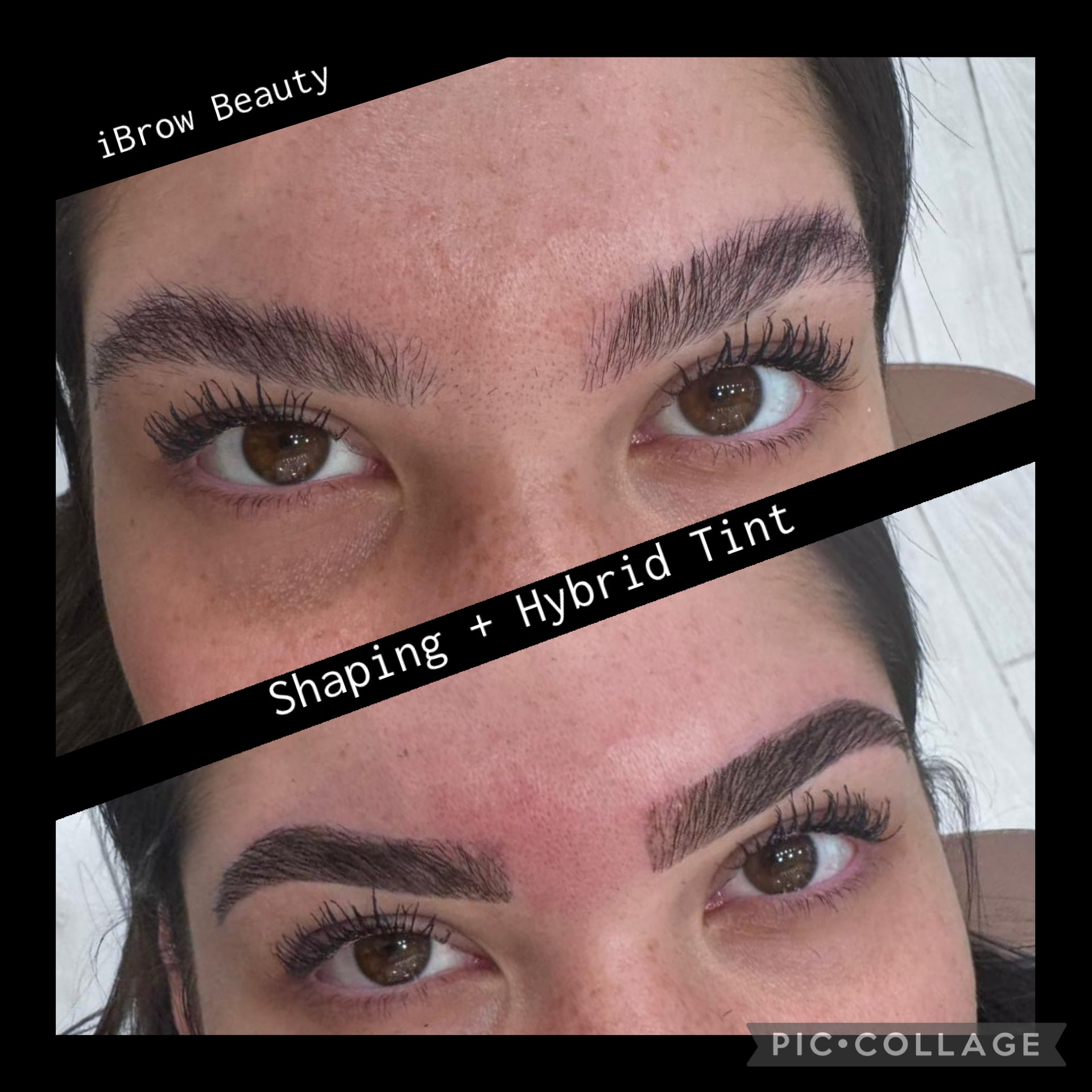 Eyebrow shaping and hybrid tint before after